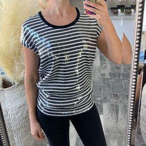 Michael kors sequin striped tee XS